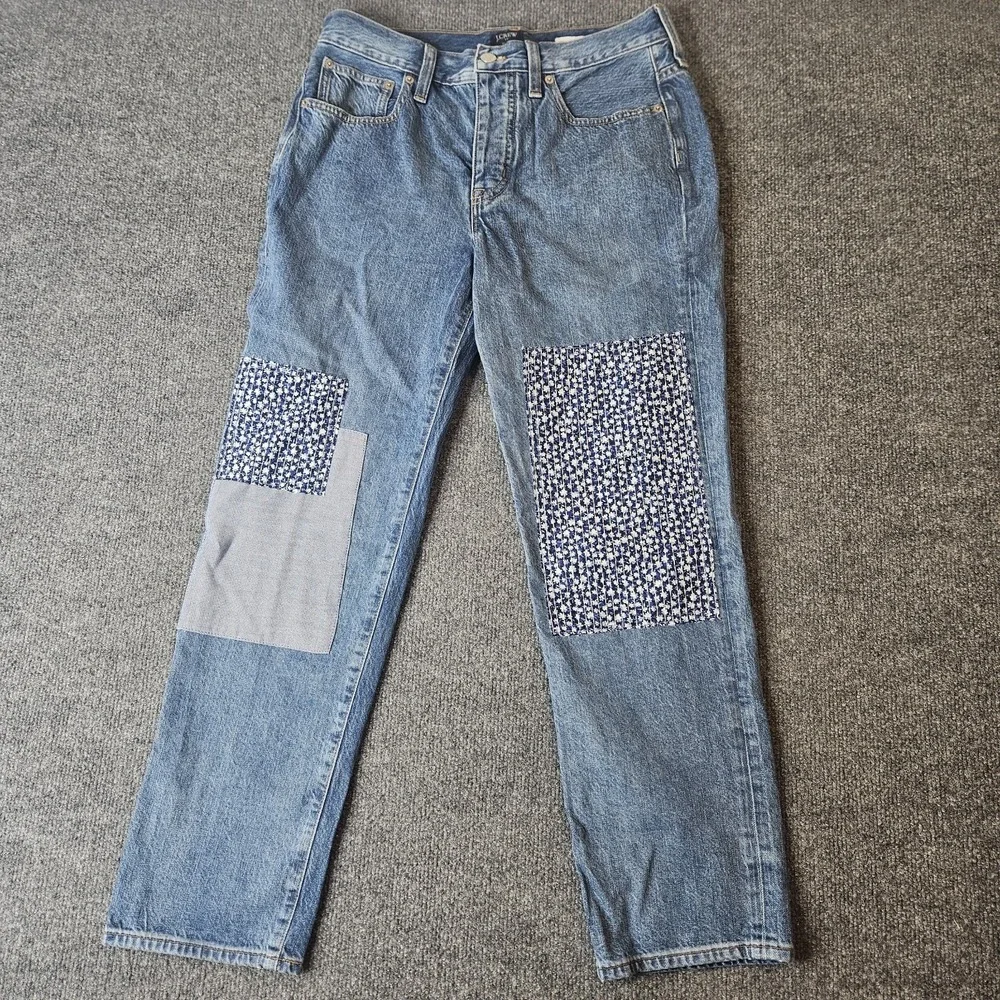 J‎ Crew Women's Jeans Slim Boyfriend Premium Edition Patchwork Crop Size 27